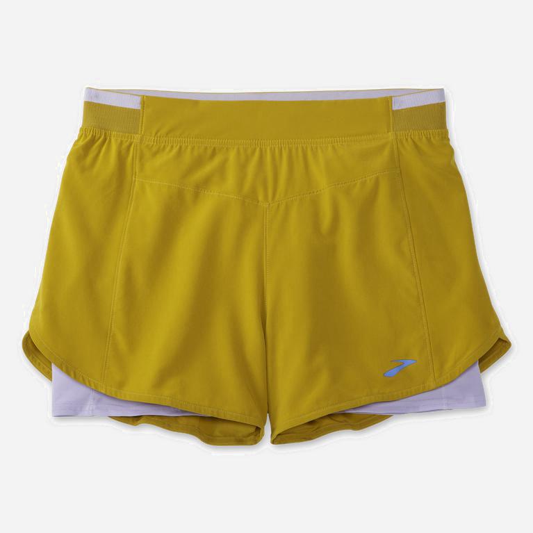 Brooks Run Within 4 2-In-1 Australia - Women's Running Shorts - Golden Hour/Violet Dash/White/Blue (